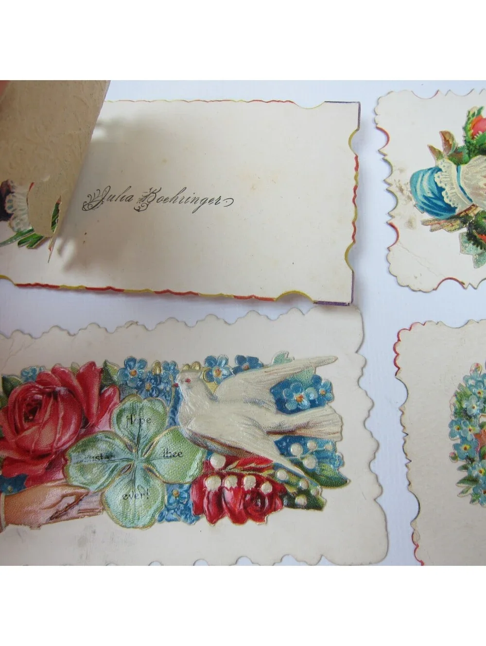 Antique Ephemera Lot of 8 Victorian 19th Century Calling Love Cards Hidden Names